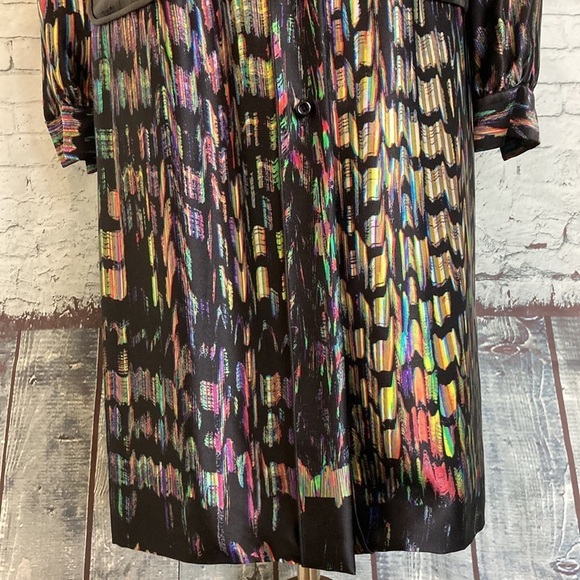 GILES Cinq a Sept SILK Dress Sz 40 US 4 Psychedelic Iridescent Maximalist Luxury - Picture 5 of 16